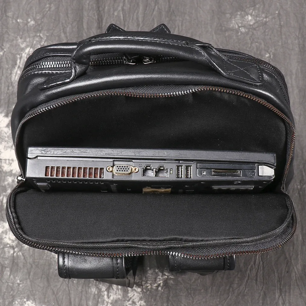 luokir-sac d'école en cuir pour hommes et femmes, sac à main en cuir de vachette superposé, sac d'ordinateur de grande capacité, sac à dos de voyage, nouveau