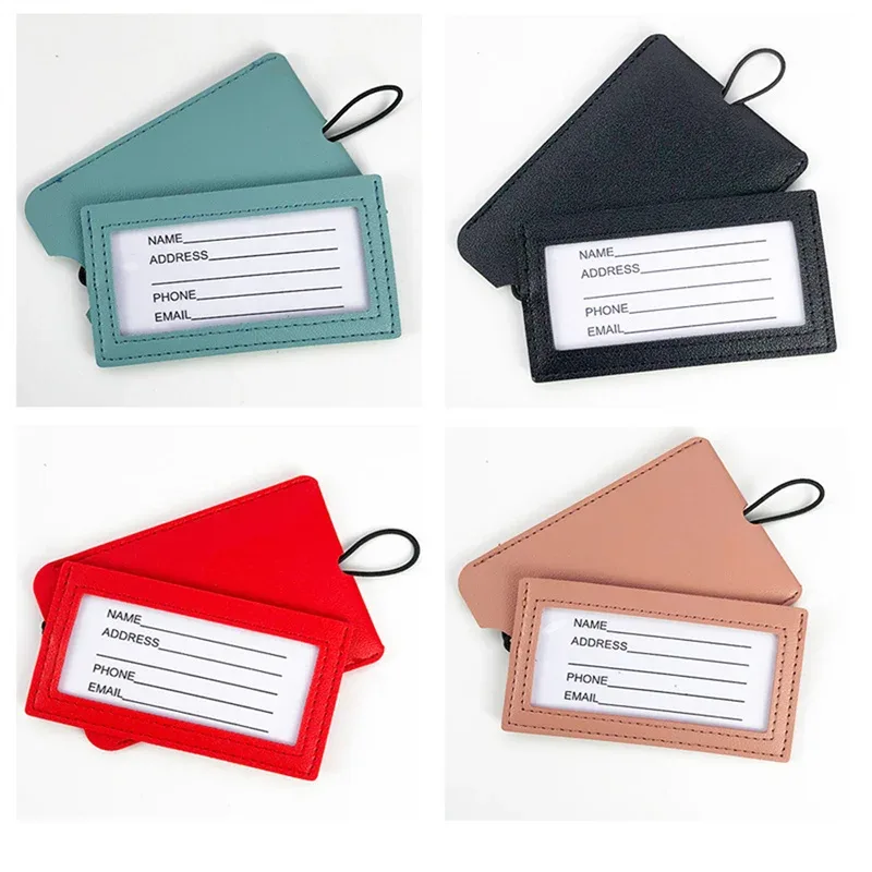 étiquette de bagage créative à double couche, étiquette portable, id de valise en pu, porte-adresse, bagage d'