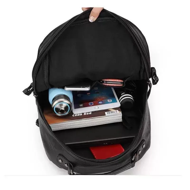 sac à dos en cuir souple pour hommes, grande capacité, pour ordinateur portable de 14 pouces, sac de jour d'extérieur, sac de voyage multifonction