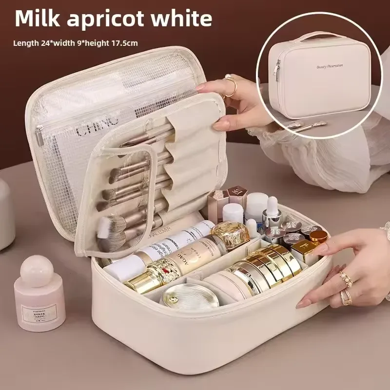 sac à cosmétiques pour femmes, trousse de maquillage double couche, grande capacité, organisateur de cosmétiques de luxe, essentiels de voyage, sac à cosmétiques pour femmes