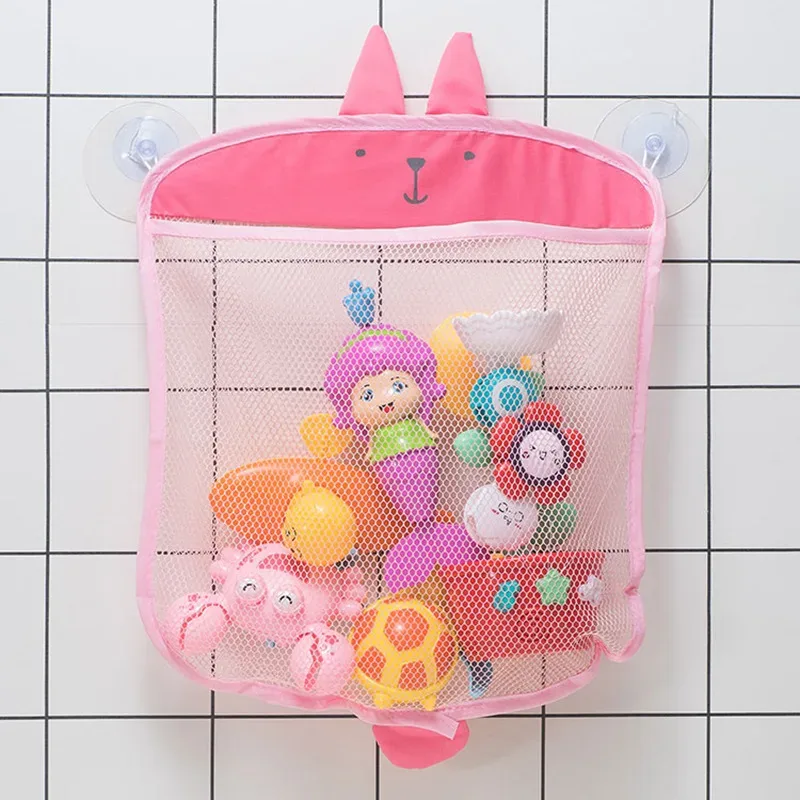 organisateur de jouets de bain en filet avec ventouses, motif animaux mignons, séchage rapide, anti-moisissure, pochettes de rangement pour bébés et tout-petits, pour baignoires et salles de bain