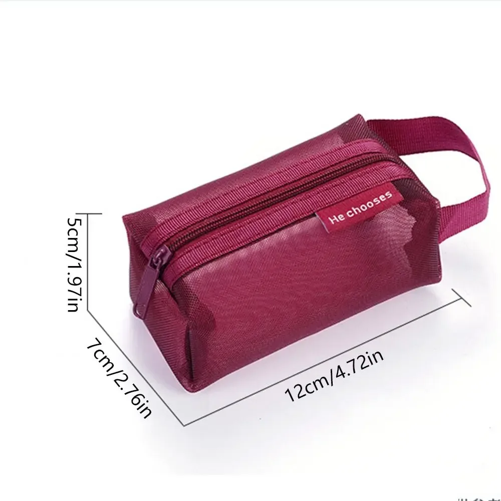 sac de maquillage en maille de couleur rétro, sac de rangement à fermeture éclair, sac cosmétique transparent, trousse de toilette, sac de rangement de grande capacité pour femme