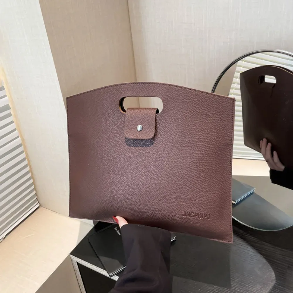 sac fourre-tout décontracté en pu pour documents de bureau, couleur unie, sac pour ordinateur portable, sac de fichiers, sac à main de grande capacité, porte-documents d'extérieur