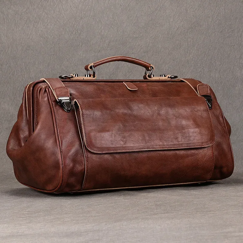 style de luxe en cuir véritable bagage à main sac véritable peau de vache voyage sac à main sac à bagages pour hommes femmes weeek duffle