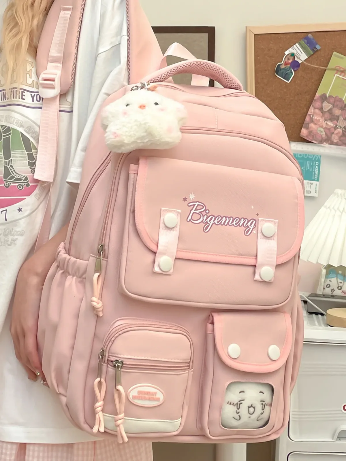 Sac à dos scolaire mignon 2026 pour lycéens et élèves du primaire, sac à dos polyvalent pour le campus avec poupée