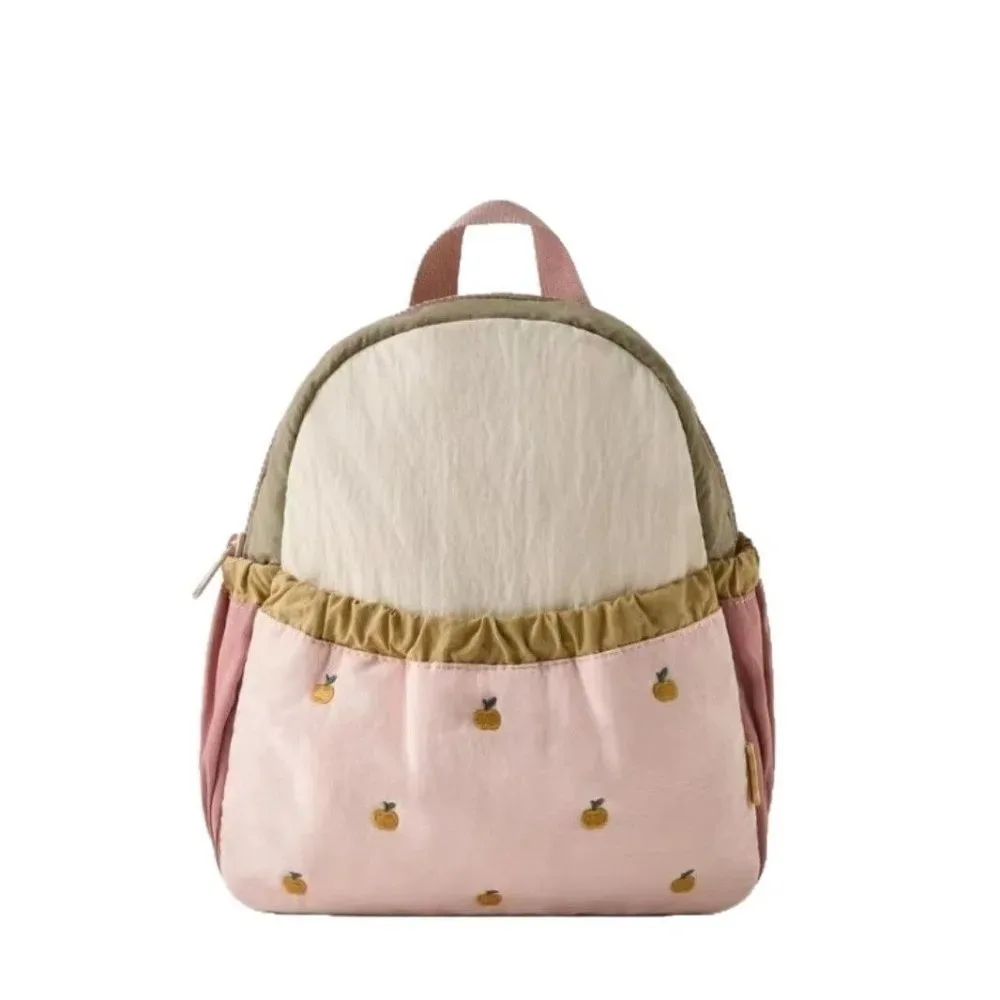sac à dos en nylon pour enfants, broderie fruits, dessin animé, sac de jour en tissu, double épaule, pour étudiants, école maternelle