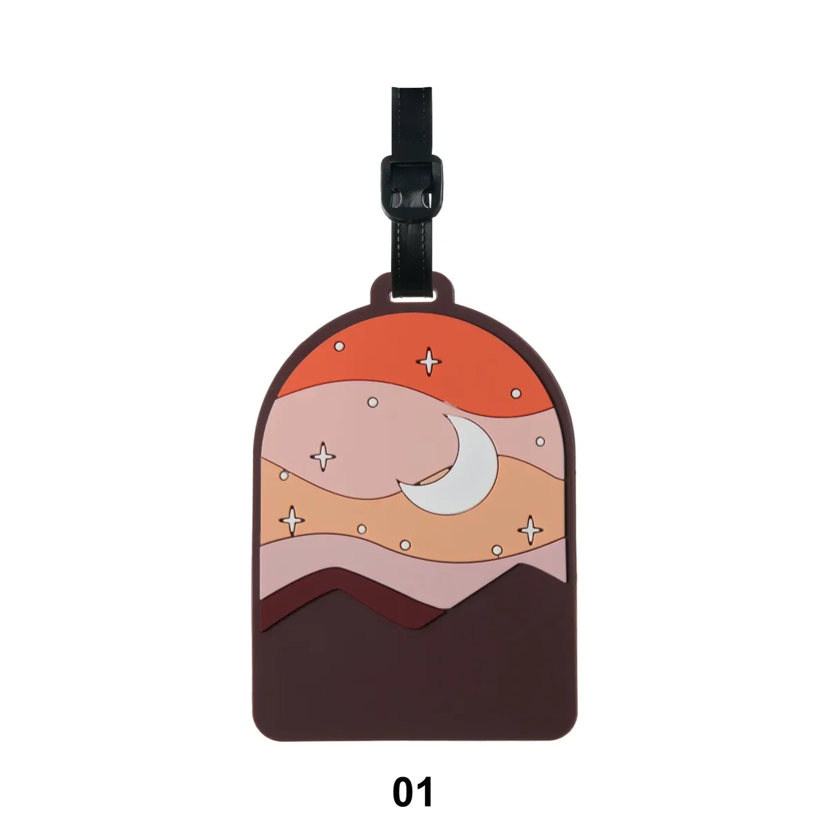 étiquette de bagage pour valises, étiquettes d'identification de bagages avec paysage de montagne et de coucher de soleil pour le voyage, protection de la vie privée pour sacs de voyage