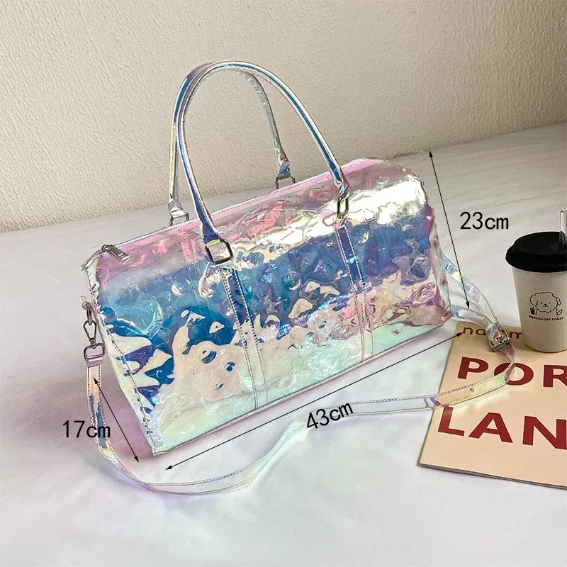namchebarwa – grands sacs de voyage laser pour femmes, sacs de sport, sac à bandoulière étanche à la mode, sac à main, sacs à bagages pour courts séjours