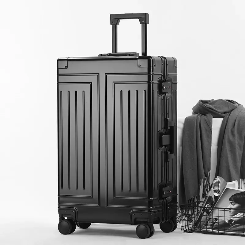 valise à roulettes en aluminium 100% de 20, 24, 26, 28, 30 pouces, valise de cabine imperméable en métal, valise de voyage en aluminium avec roulettes
