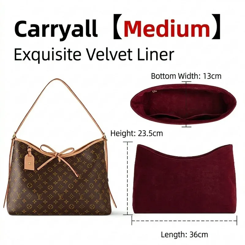 insert de sac de haute qualité pour lv carryall mm pm, organisateur en velours, support de rangement, accessoires de sac anti-déformation