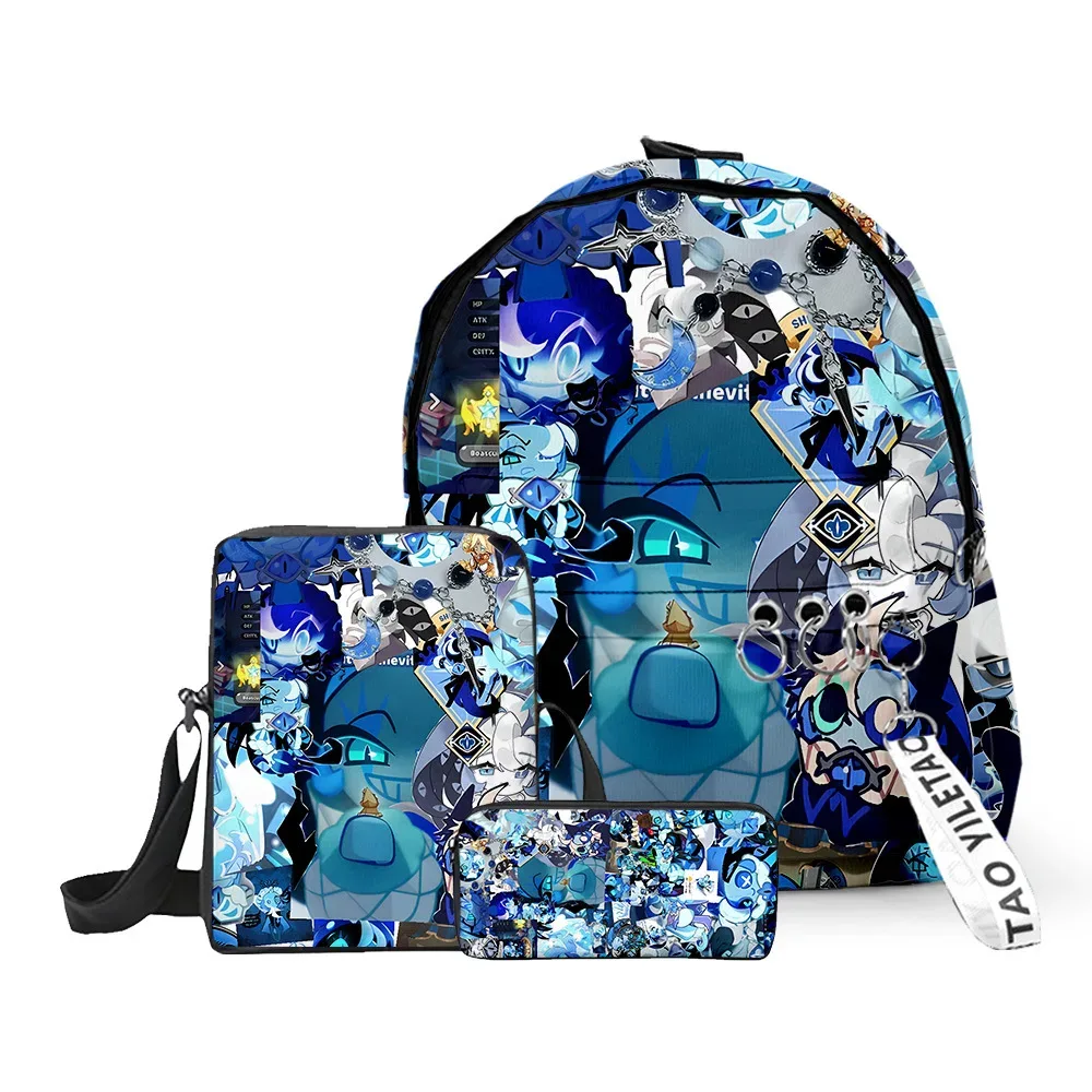 sac à dos scolaire classique amusant shadow milk en peluche avec impression 3d, lot de 3 pièces : sac à dos pour ordinateur portable, sac à bandoulière incliné et trousse à crayons