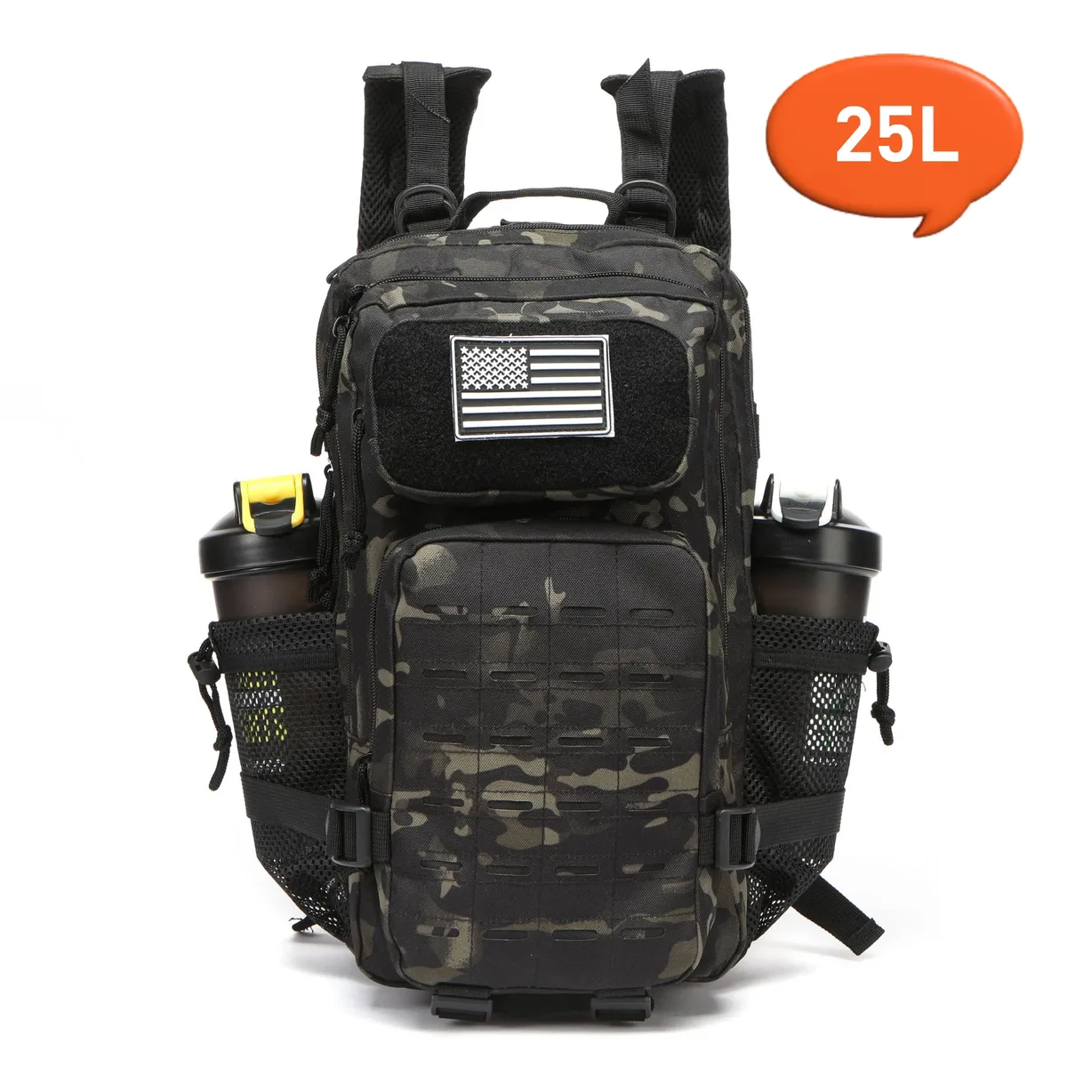 sac à dos dulbackpack pour homme, sac à dos de chasse molle, dean m, sac à dos de randonnée en plein air edc, sorcière, 2 porte-bouteilles, 25l, 50l
