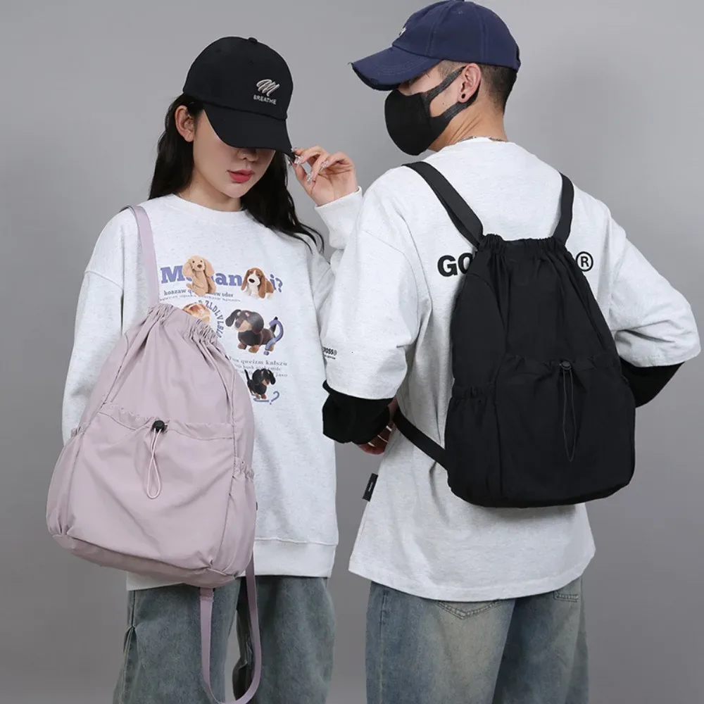sac à dos léger à cordon de serrage pour hommes et femmes, sac pliable universel de grande capacité pour les déplacements en plein air et les loisirs