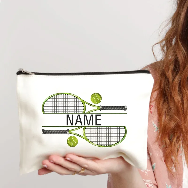 trousse de maquillage personnalisée avec nom, cadeau pour amoureux du tennis, étui cosmétique, cadeaux avantages, bourse, joueur