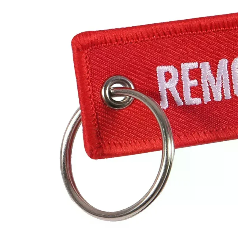 porte-clés remove before pew pew pour motos et voitures, porte-clés pour sac à dos, nouveaux porte-clés brodés