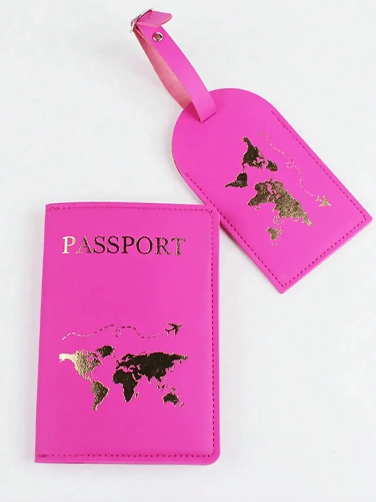 2 pièces/ensemble couverture de passeport étiquette de valise de bagage avec nom carte d'identité anti-perte portefeuille en cuir pu accessoires de voyage pour les couples de vol