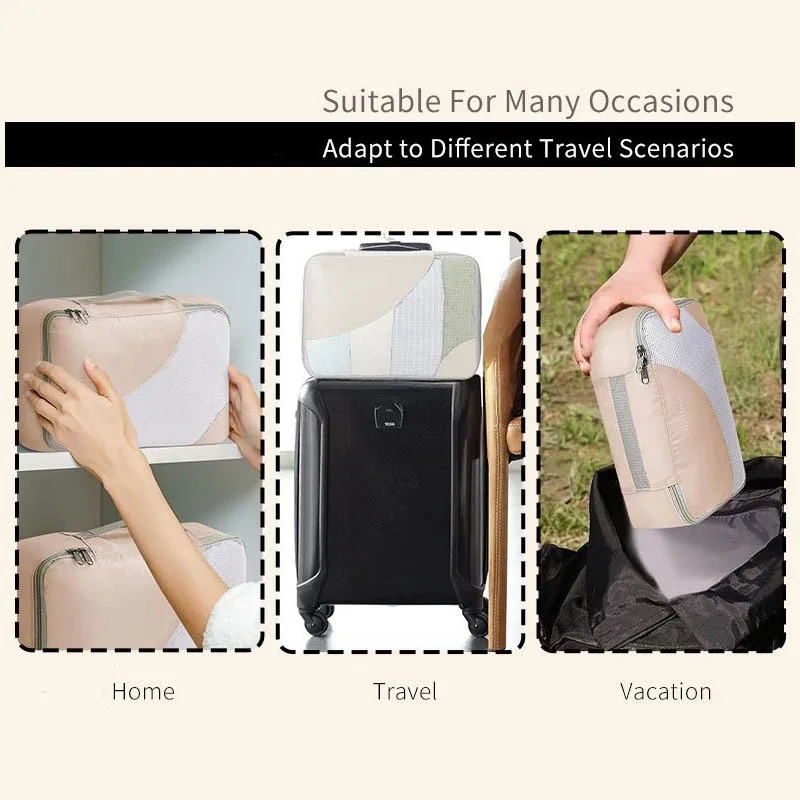 organiseur de valise de qualité supérieure, 8 pièces, pochettes de rangement en maille transparente, cubes de rangement résistants aux déchirures, sacs de rangement pour vêtements avec trousse de toilette
