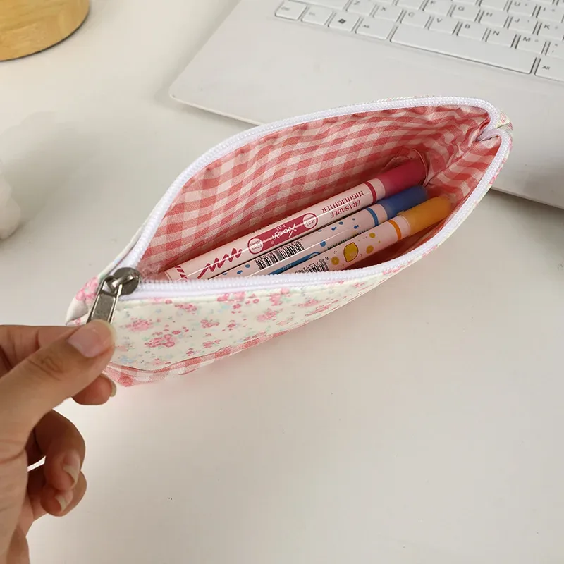 sac à cosmétiques en dentelle de haute qualité, sac à stylos design floral, sac de papeterie multifonctionnel de grande capacité, trousse à crayons pour étudiants