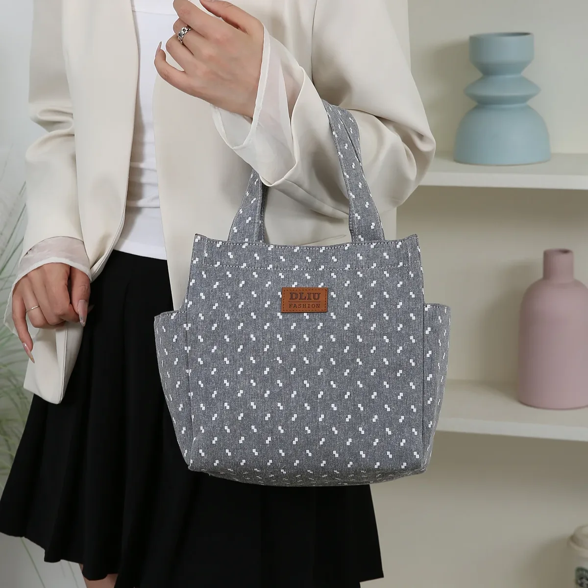 sac fourre-tout en tissu, sac de rangement pour boîte à lunch, sac à lunch, sac polyvalent pour les trajets de travail, adapté pour les sorties shopping et l'utilisation quotidienne.