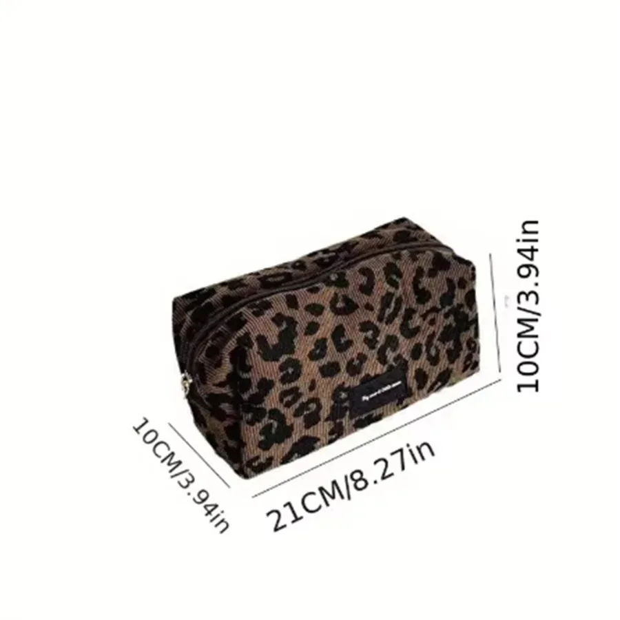 petite trousse de maquillage à imprimé léopard, grande capacité, pochette cosmétique, porte-rouge à lèvres, organiseur pour femmes, étui de beauté portable pour les voyages