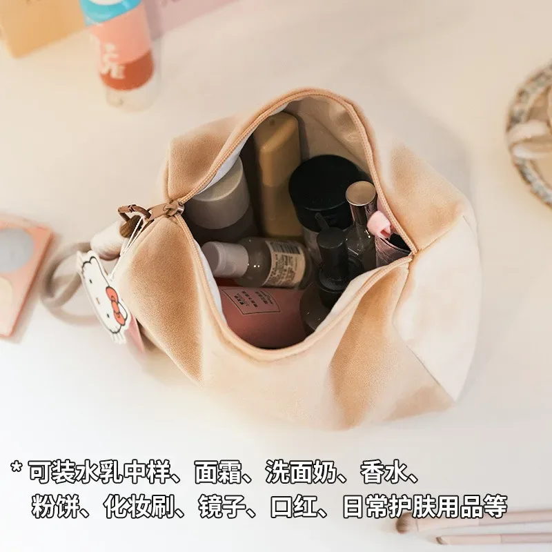 véritable trousse de maquillage hello kitty légère et douce, mignonne, de dessin animé, grande capacité, sac de rangement 3d de qualité supérieure