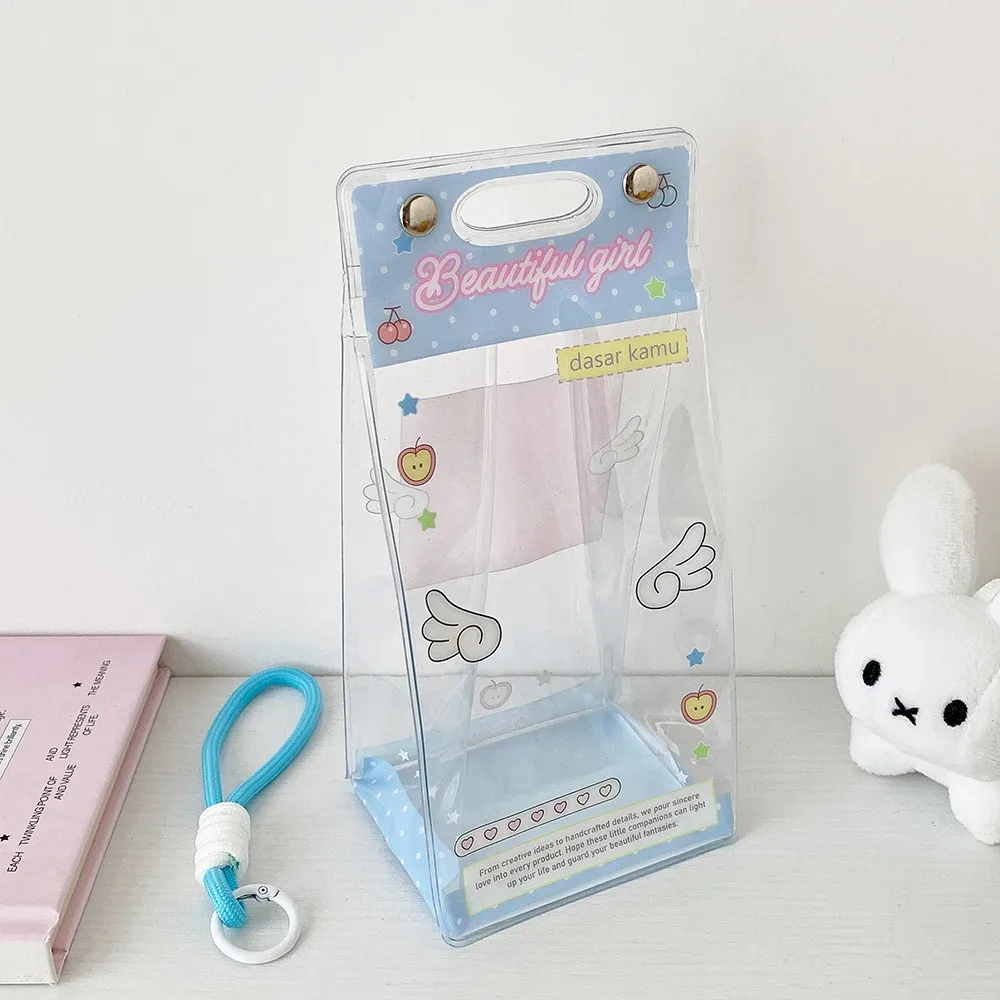 sac de rangement transparent pour poupée avec ailes d'ange, sac à bandoulière mignon pour fille, sac de présentation pour figurines décoratives, accessoires et cadeaux