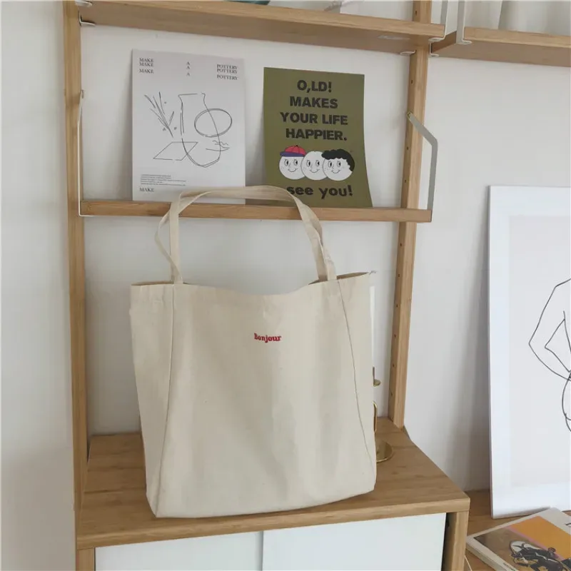 sac à provisions réutilisable en toile de haute qualité, sac à main décontracté simple, sac fourre-tout pliant, sac à provisions portable, sac à main lancé, 03 utilisation