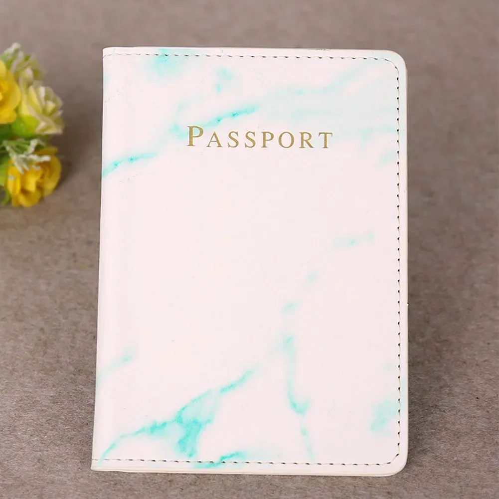 couverture de passeport en cuir pu pour femmes et hommes, style marbre, carte d'identité de voyage, porte-passeport, billet de protection, pochette portefeuille