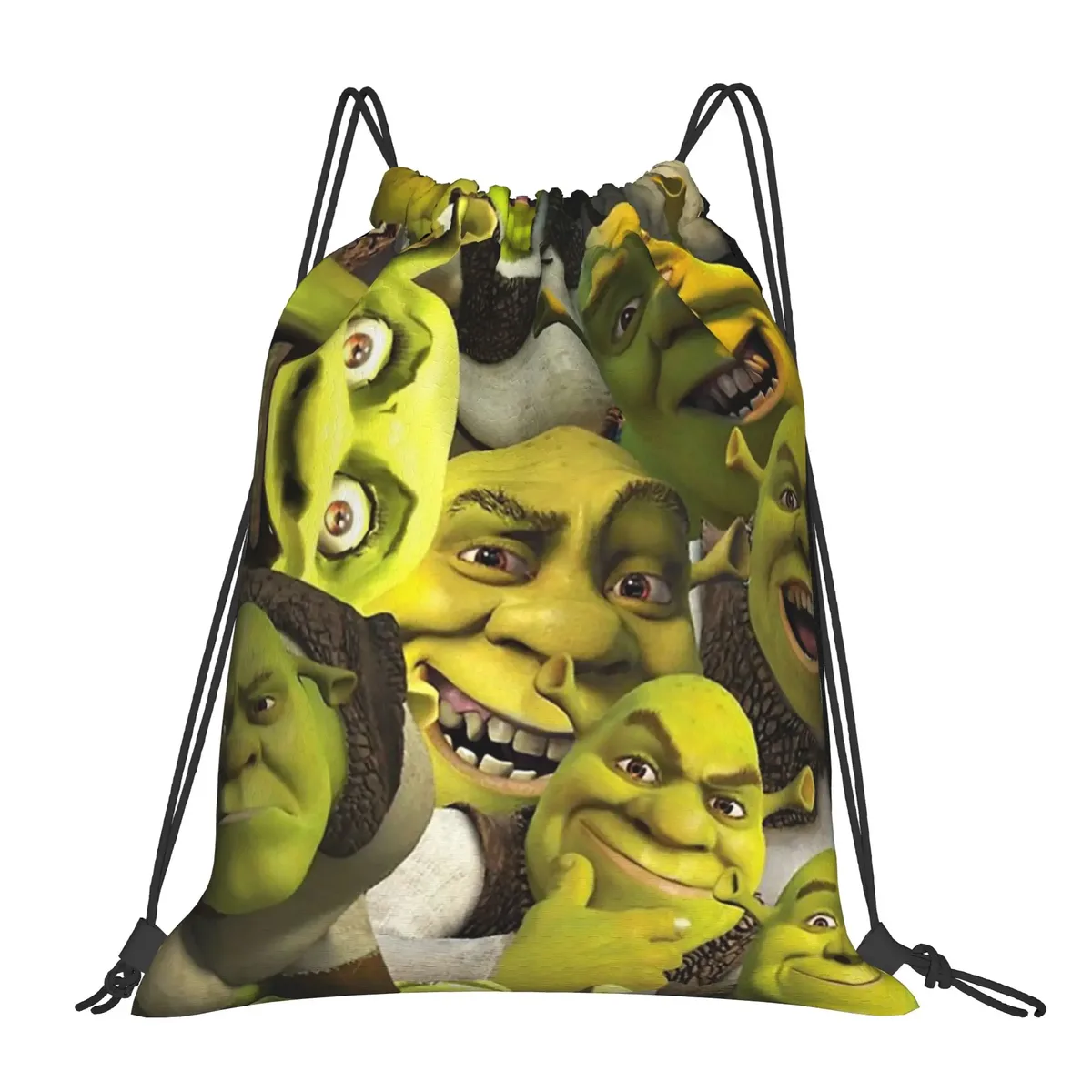 sac à dos à cordon shreks memes, sac de sport résistant à l'eau, sac à cordon avec visage drôle d'anime pour le yoga, 36 cm (largeur) x 43 cm (hauteur)