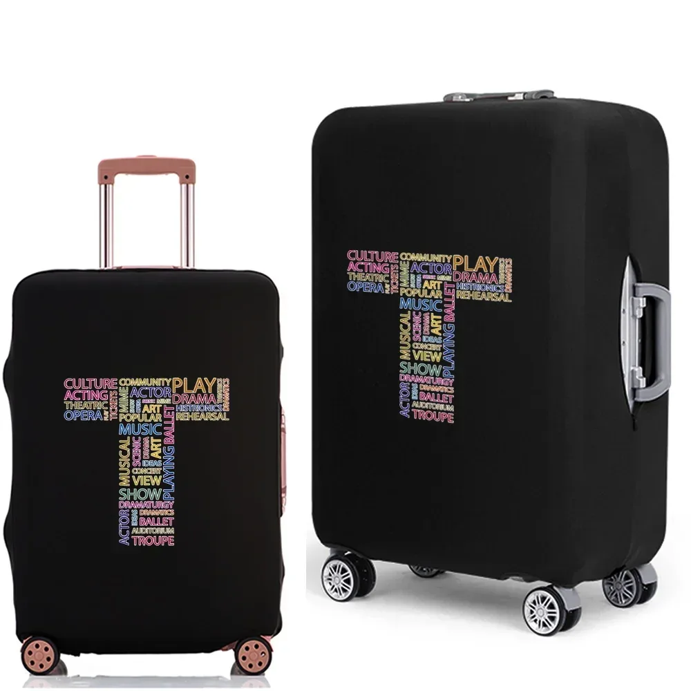 étui à bagages 2022, housse de protection avec texte 26 lettres, motif de voyage, élastique, housse anti-poussière pour valise de 18 à 28 pouces
