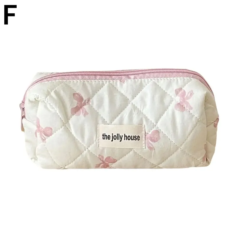 sac de maquillage imprimé nœud coréen pour femmes, trousse à cosmétiques portable de grande capacité pour voyage, sac de rangement pour articles de toilette et cosmétiques