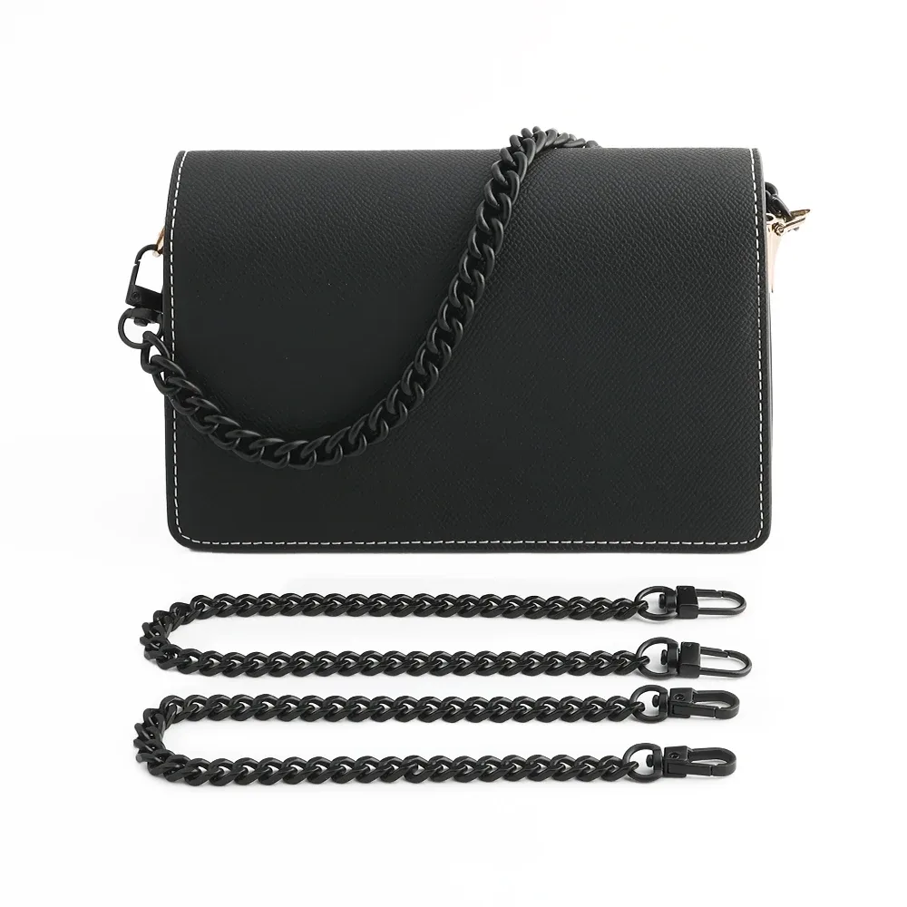 30/60/100/120cm noir mat placage fer plat 12mm léger chaîne sangle pour remplacement sac à main sac à bandoulière sac à main sangles