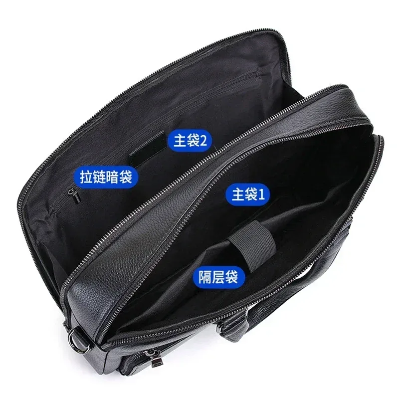 sacs pour ordinateur portable en cuir de vachette véritable pour hommes, étui à bombes, marque de luxe, sacs à main pour hommes, sac d'ordinateur messenger 14 ", nouveau, 2025