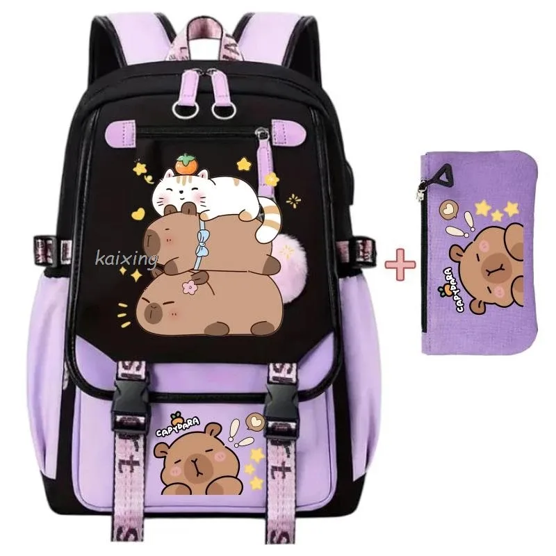 sacs à dos 2 pièces, ensemble kawaii capybara, légers, respirants, grande capacité, pour l'école, pour femmes et hommes, pour les voyages, meilleurs cadeaux