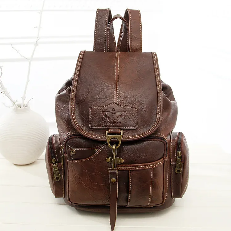 nouveauté sac à dos pour homme en cuir pu de haute qualité, style vintage, sac à dos coréen pour étudiant, grand sac à dos pour ordinateur portable et école