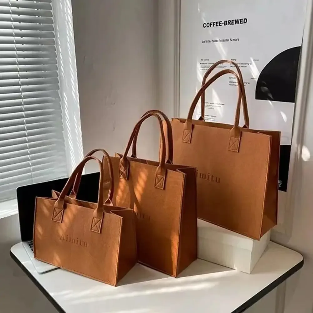 sac à bandoulière en feutre décontracté grande capacité, sac messager s/m/l, sac à main simple de couleur unie pour femme