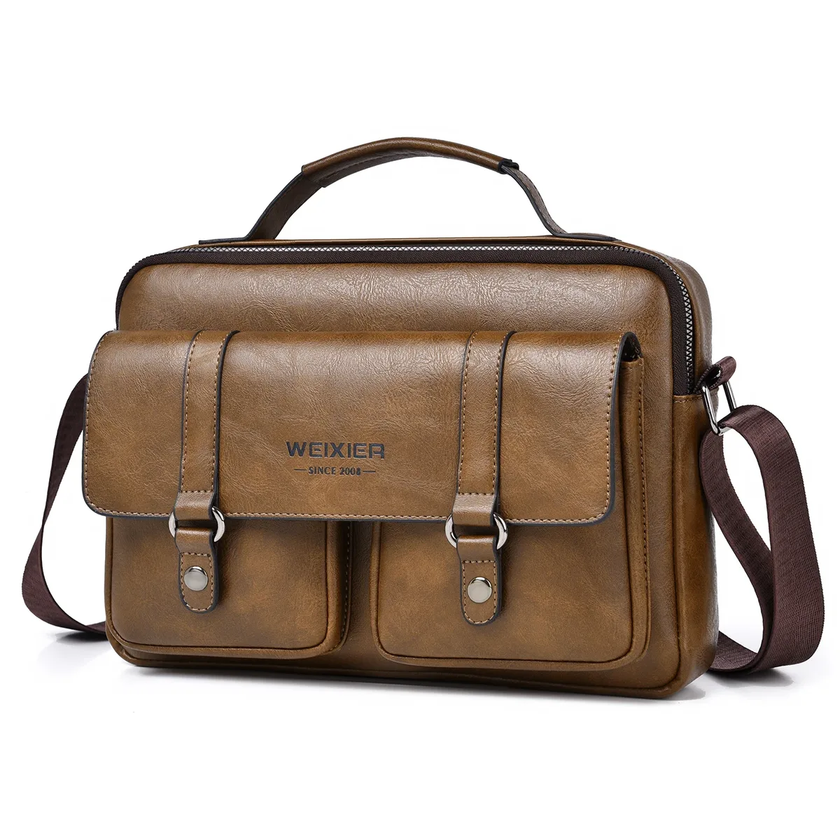 Nouveau sac bandoulière pour homme en PU, imperméable, pour ordinateur portable, idéal pour les trajets professionnels, léger