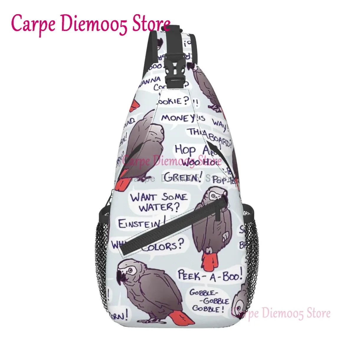 sac à bandoulière perroquet gris africain pour hommes, sac à dos à bandoulière pour la randonnée