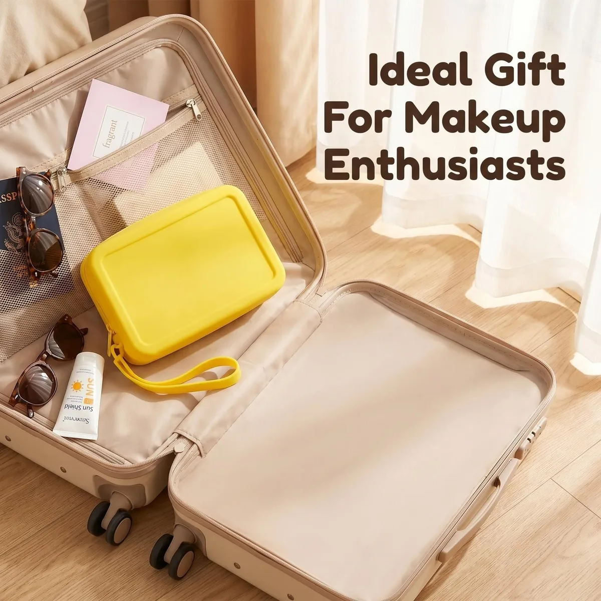 Pochette cosmétique en silicone souple, résistante à l'usure, facile à nettoyer, organiseur portable pour maquillage et articles de toilette, idéal pour les voyages quotidiens, cadeau pour les femmes et les amateurs de voyage