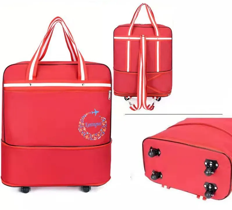 sac à bagages de voyage à air vérifié, roue universelle pliable, rangement mobile, oxford, cubes d'emballage étanches