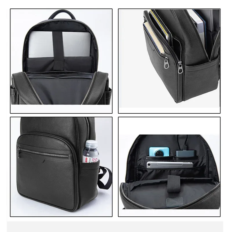 Nouvelle marque en cuir véritable hommes sacs à dos mode véritable cuir naturel étudiant sac à dos garçon luxe ordinateur sacs pour ordinateur portable