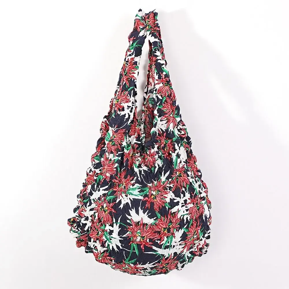 sac de courses plissé créatif multi-usage grande capacité en mousseline de soie, sac de rangement pliable à fleurs