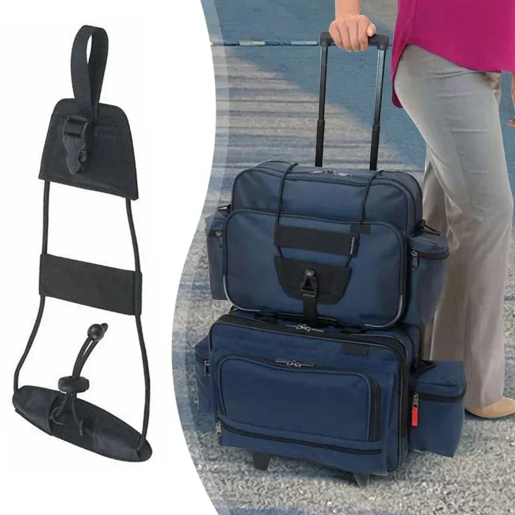 sangle de fixation multifonctionnelle en nylon noir pour bagages et sacs à dos, cordon extensible pour une fixation sécurisée des sacs