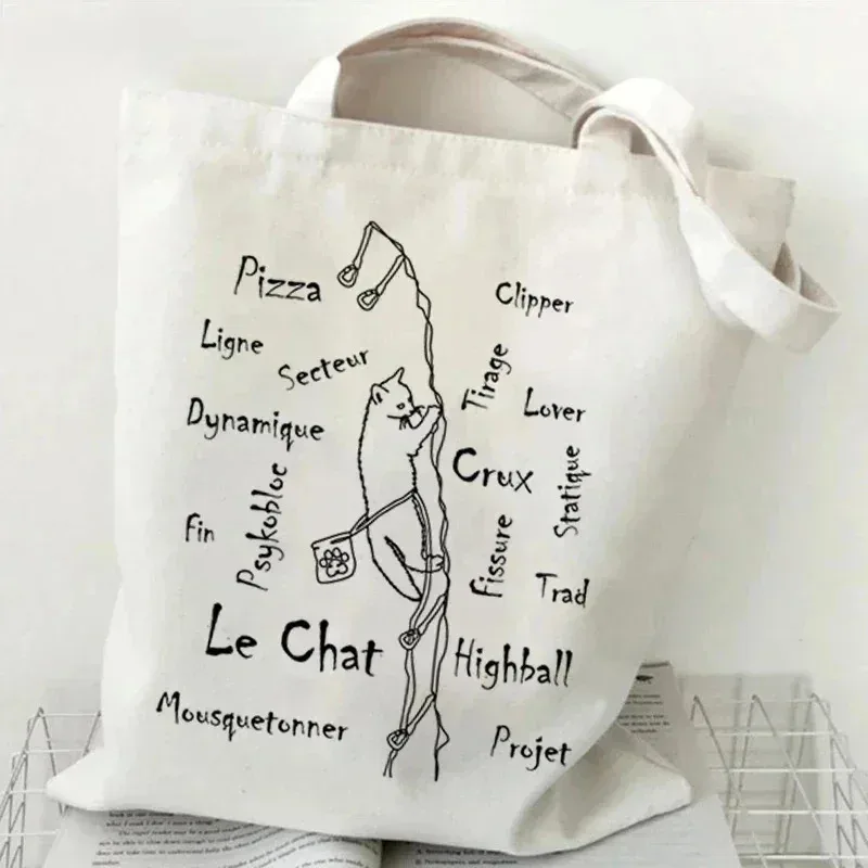 sac à bandoulière en toile pour femme, motif « just a girl who loves cats », sac de shopping, sac fourre-tout pour étudiante, sac à main motif chaton de dessin animé