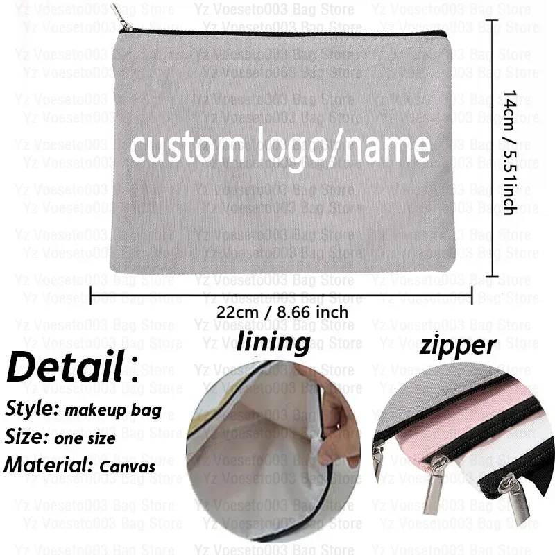 sac de voyage en toile avec logo personnalisé pour femme, poudres de nom, maquillage, cosmétique, fournitures scolaires, étui à crayons, cadeau cadeau maîtresse école francais monnaie organisateur