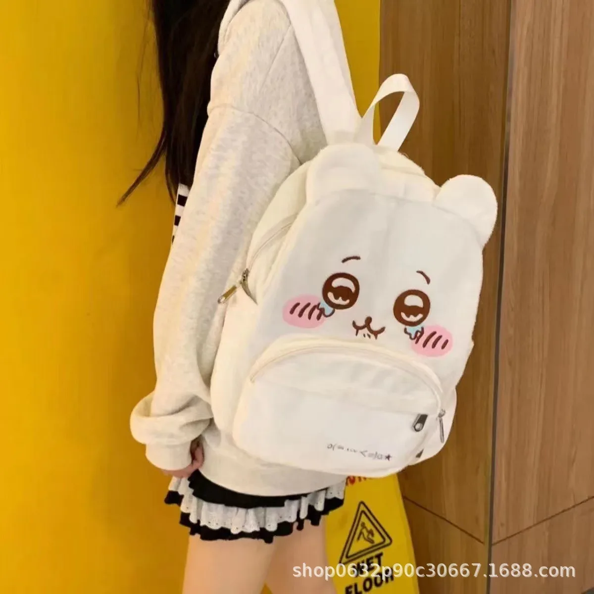nouveau sac à dos scolaire en velours mignon de style kawaii, grande capacité, broderie, sac à dos pour étudiants, sacs chiikawa pour femme, personnage d'anime