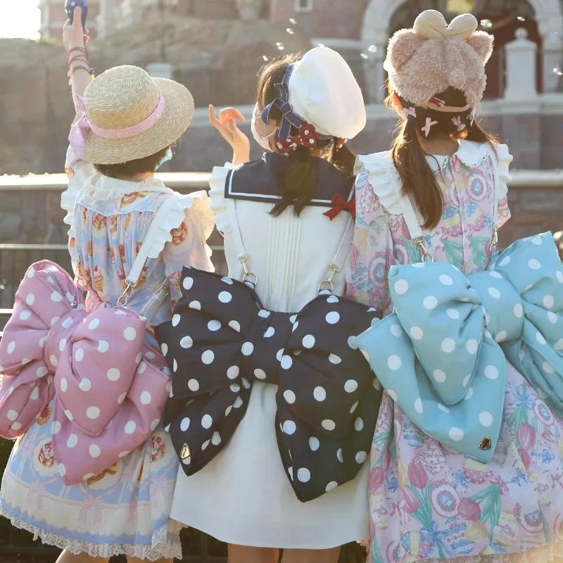 sac à dos lolita avec nœud à pois, joli sac à bandoulière original mochilas mujer bolsas y2k pour femmes, sac à dos kawaii pour filles douces
