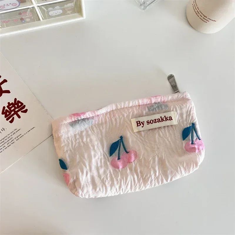 nouveaux sacs de maquillage floraux pour femmes coréennes, sac à cosmétiques, pochette de rangement, trousse de toilette de voyage, trousse de beauté en toile, trousse à crayons