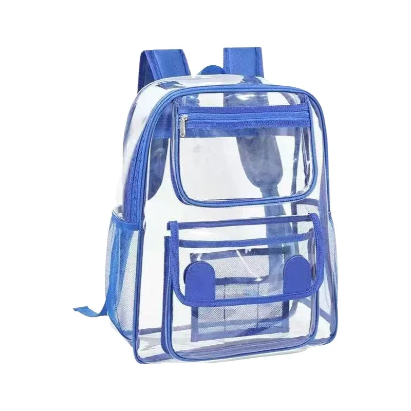 Sac à dos transparent en PVC de grande capacité, tendance, style streetwear, unisexe, imperméable, pour un usage quotidien et les étudiants
