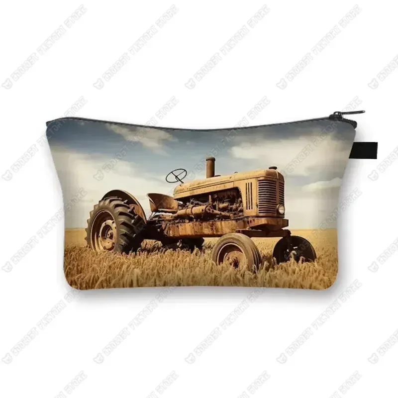 trousse de maquillage de ferme pour femme, jeu avec le tracteur, boîte de maquillage, stockage de poudres, portefeuille pour femme, étui cosmétique, récolte